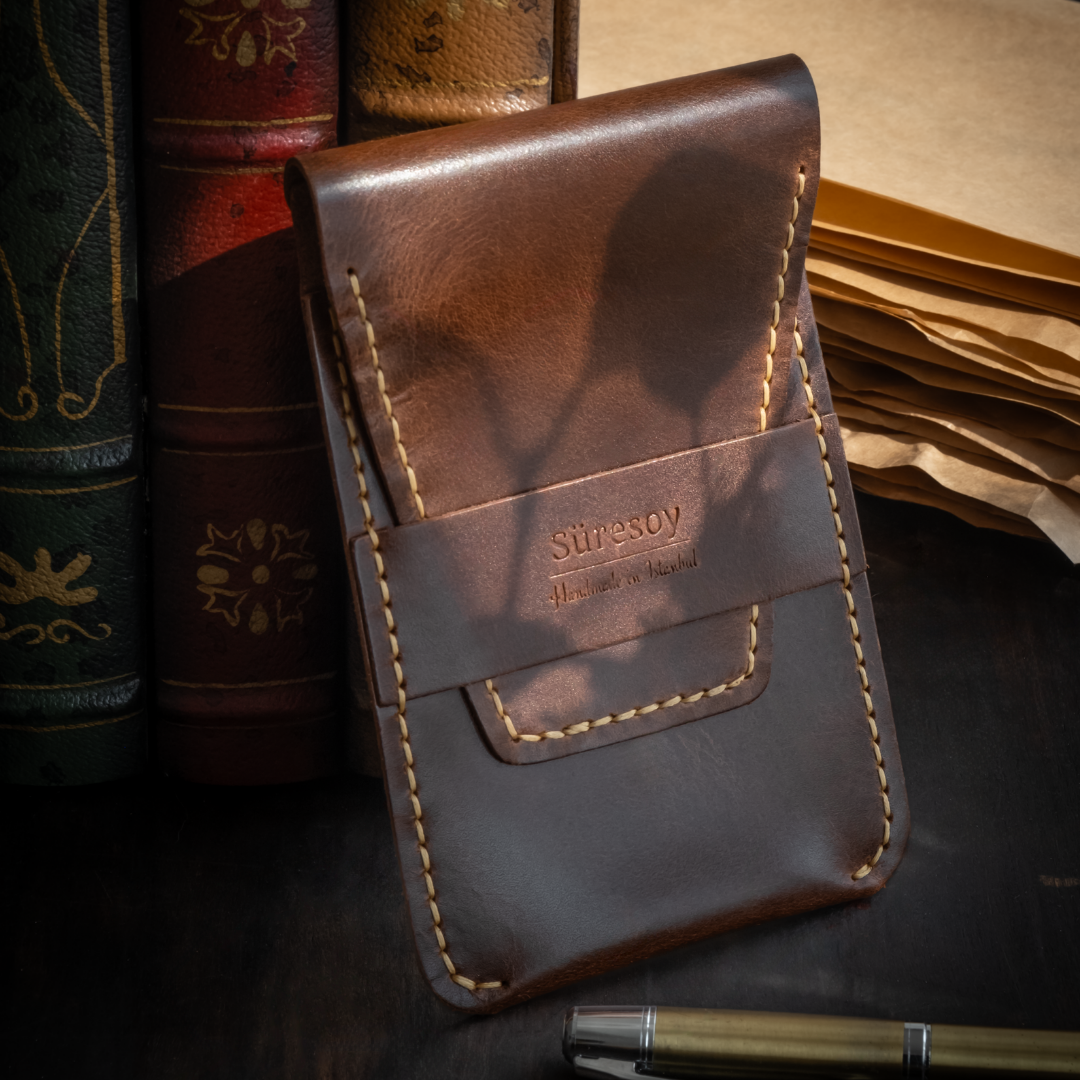 "Yazğan" Lüks Hakiki Deri Kalem Kılıfı / Anahtarlık Hediye