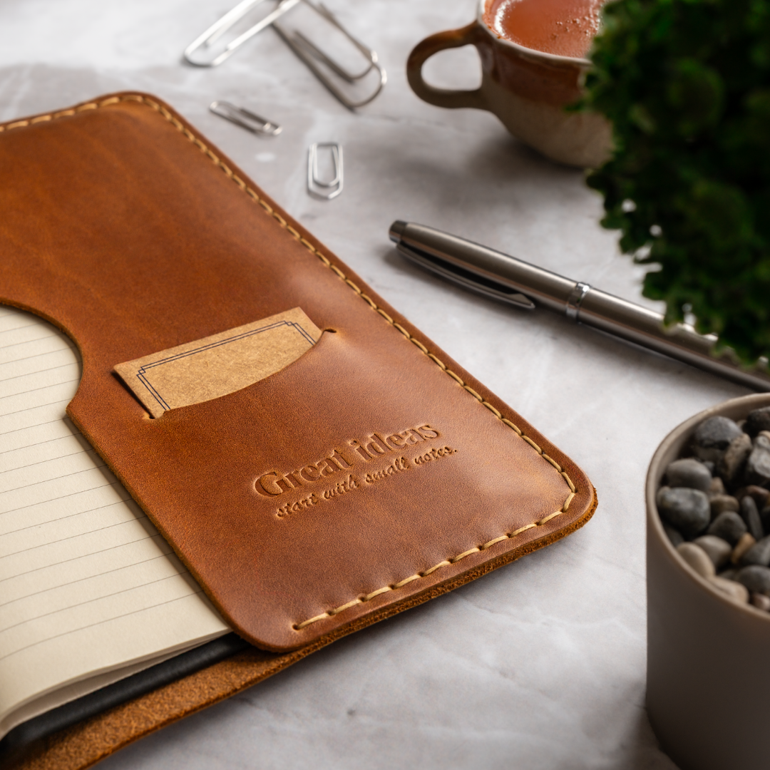 "Talu" Lüks Hakiki Deri A5 Defter Kılıfı / Çizgili Defter, Ayraç ve Anahtarlık Hediye