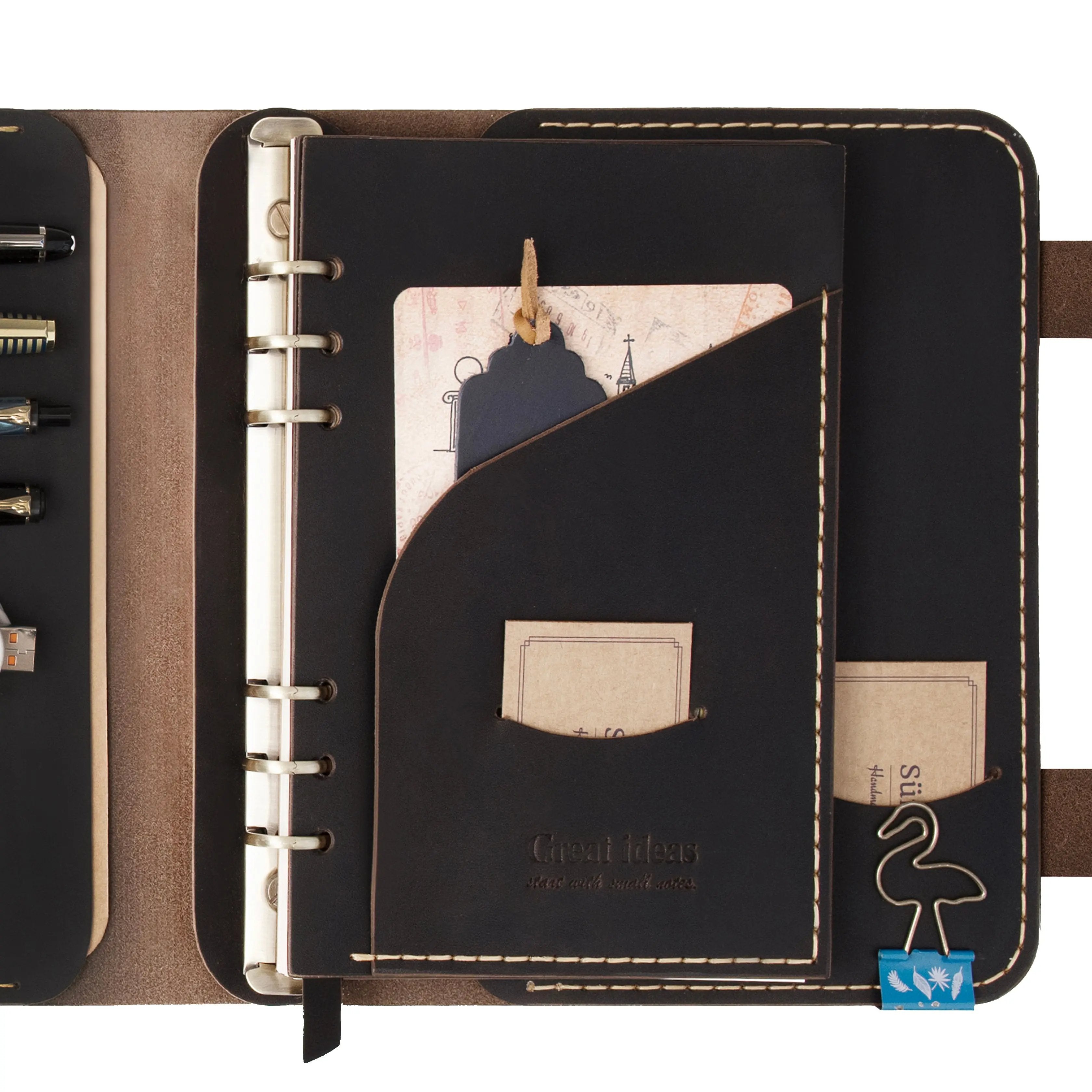 "Parla A5 Pro-Chocolate🍫" Lüks Hakiki Deri Organizer / Çizgili Bloknot, Ayraç, Anahtarlık Hediye Kargo, İsim Kazıma, Hediye Paketi Ücretsiz !