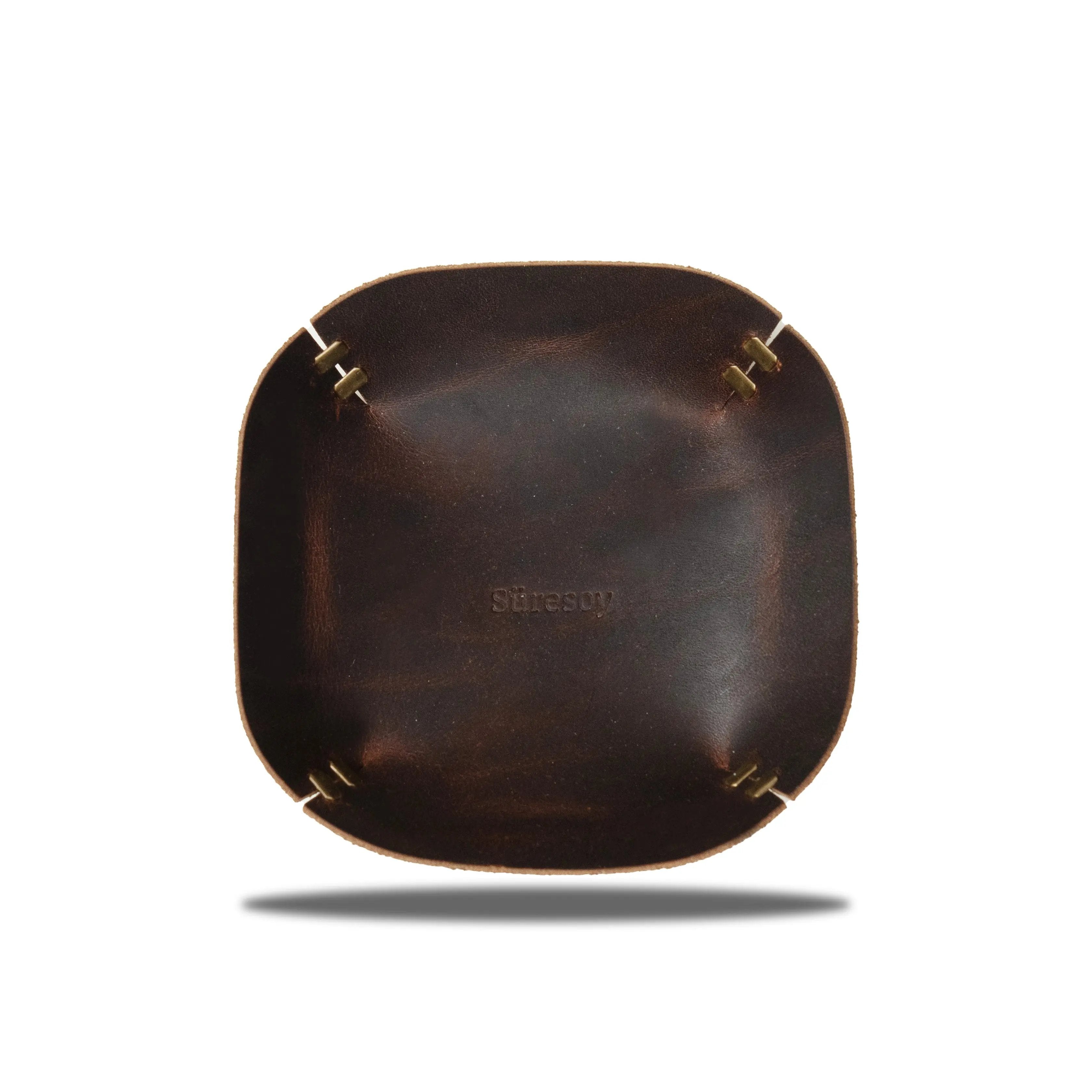 "Yuvarlak Deri Kase - Chocalate🍫" Lüks Hakiki Deri Kase / Anahtarlık Hediye Kargo, İsim Kazıma, Hediye Paketi Ücretsiz !