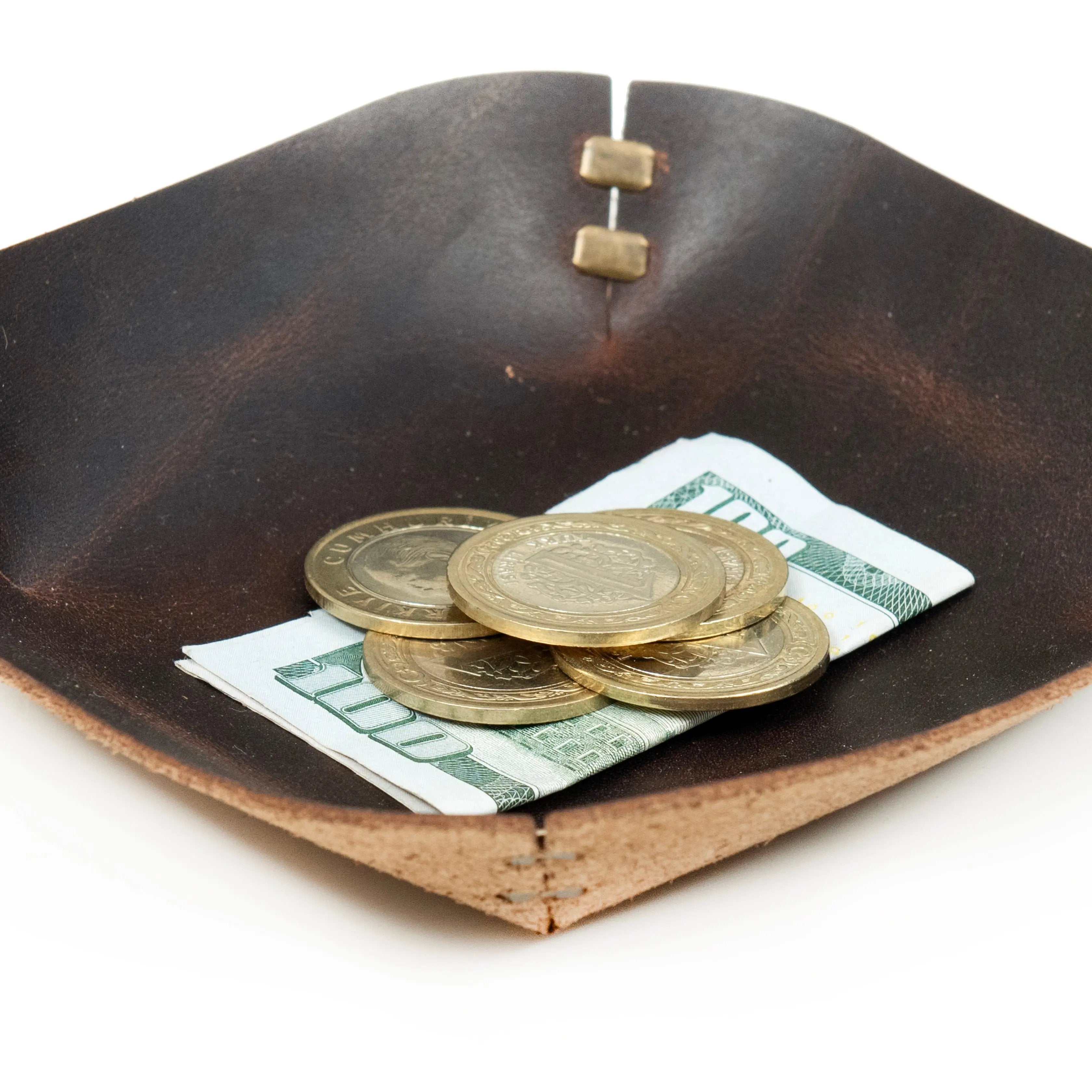 "Yuvarlak Deri Kase - Chocalate🍫" Lüks Hakiki Deri Kase / Anahtarlık Hediye Kargo, İsim Kazıma, Hediye Paketi Ücretsiz !