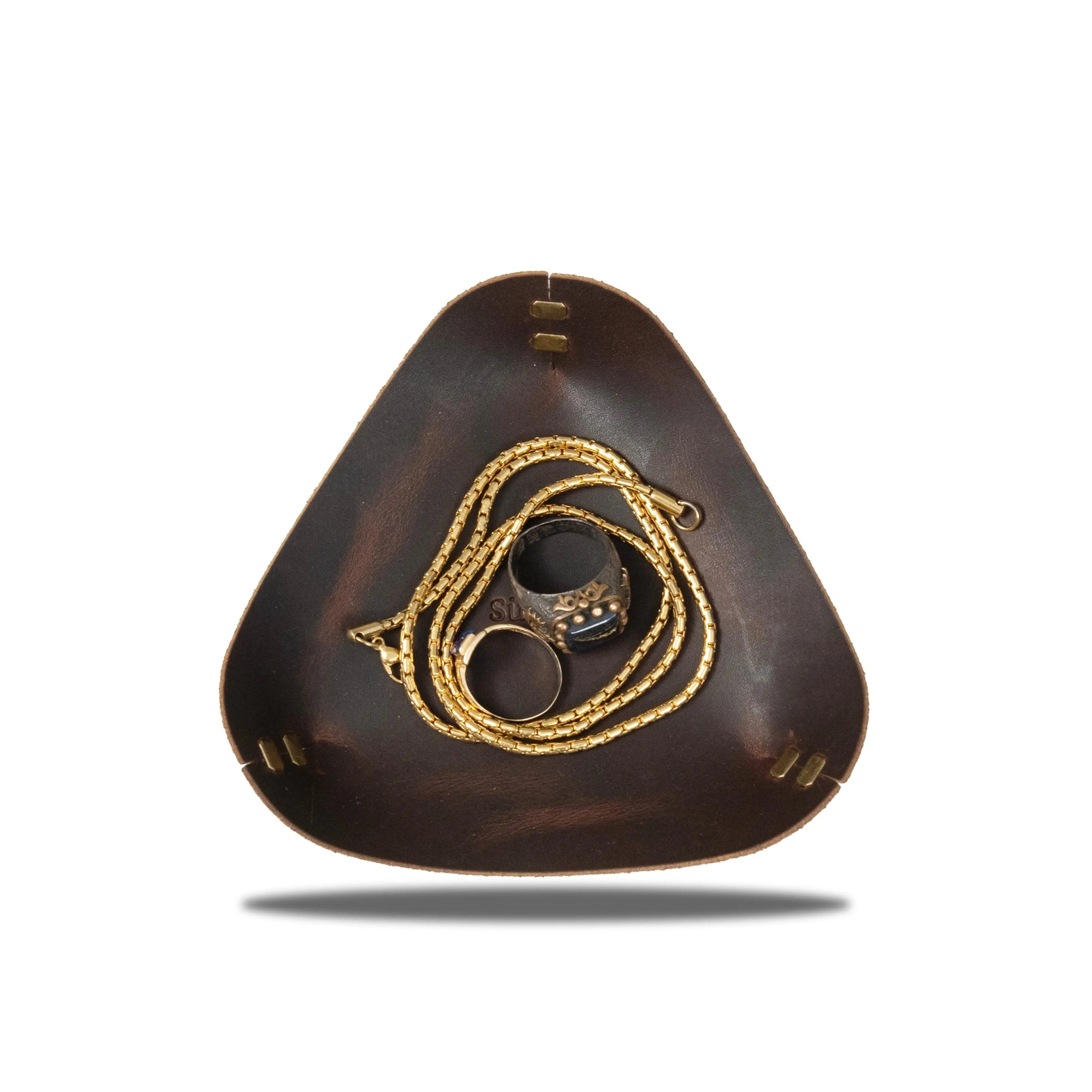 "Üçgen Deri Kase - Chocalate🍫" Lüks Hakiki Deri Kase / Anahtarlık Hediye Kargo, İsim Kazıma, Hediye Paketi Ücretsiz !