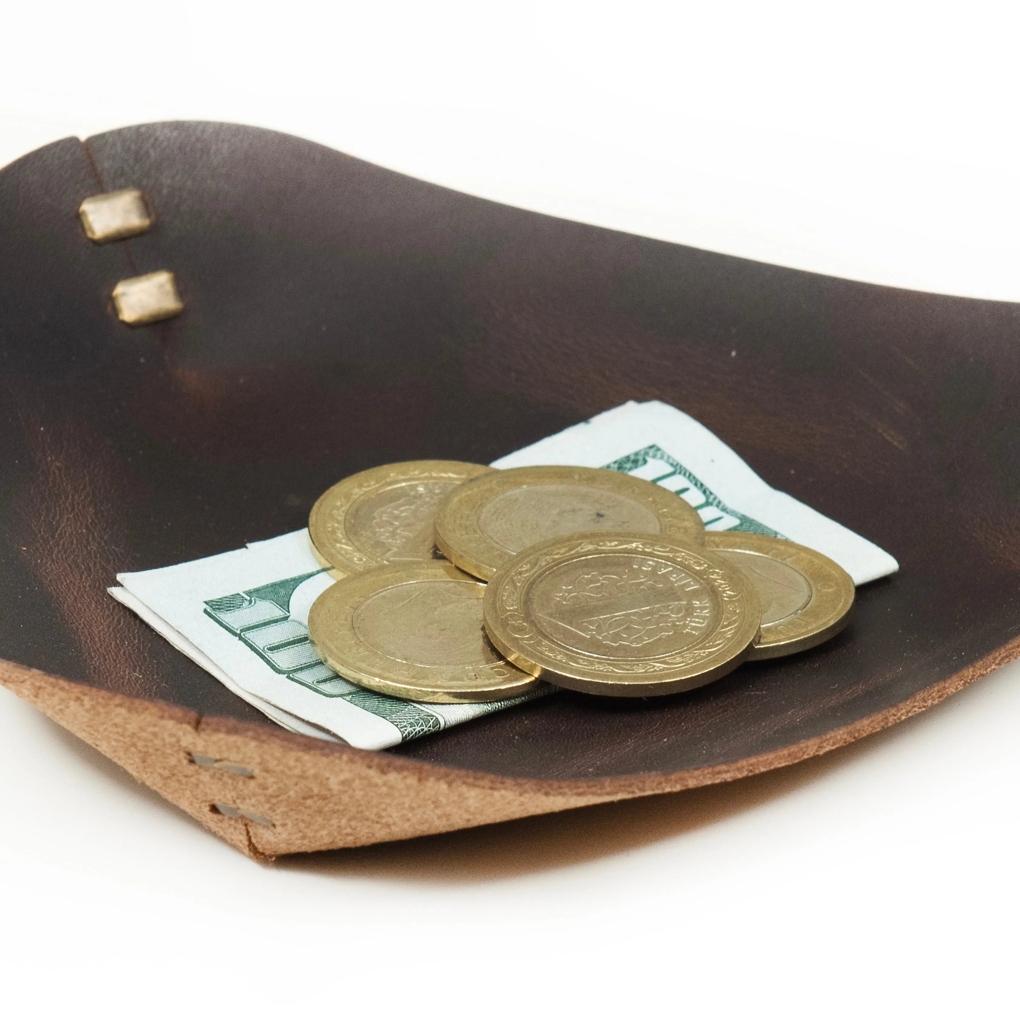 "Üçgen Deri Kase - Chocalate🍫" Lüks Hakiki Deri Kase / Anahtarlık Hediye Kargo, İsim Kazıma, Hediye Paketi Ücretsiz !