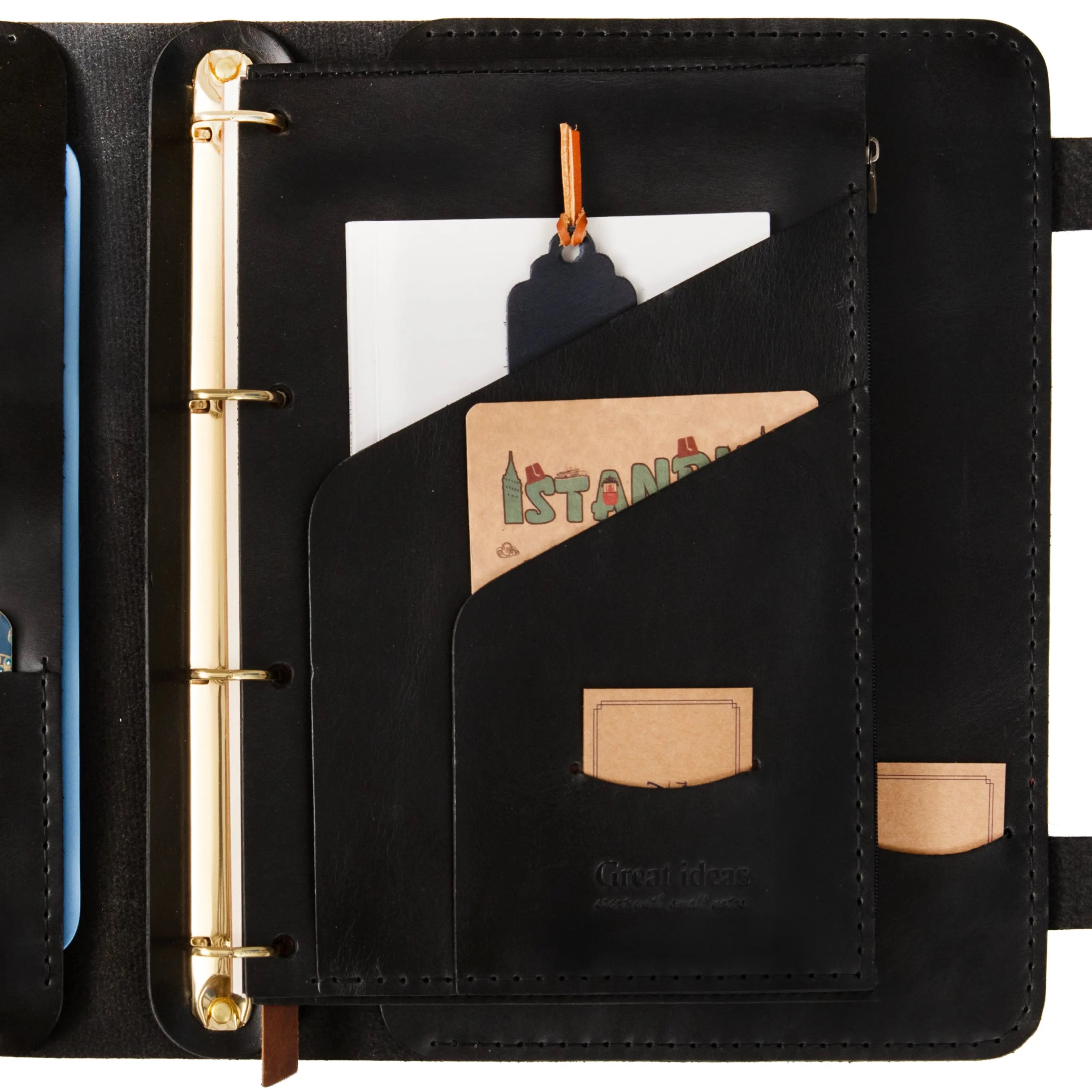 "Parla A4 Pro-Antik Siyah" Lüks Hakiki Deri Organizer / Çizgisiz Bloknot, Ayraç, Anahtarlık Hediye Kargo, İsim Kazıma, Hediye Paketi Ücretsiz !