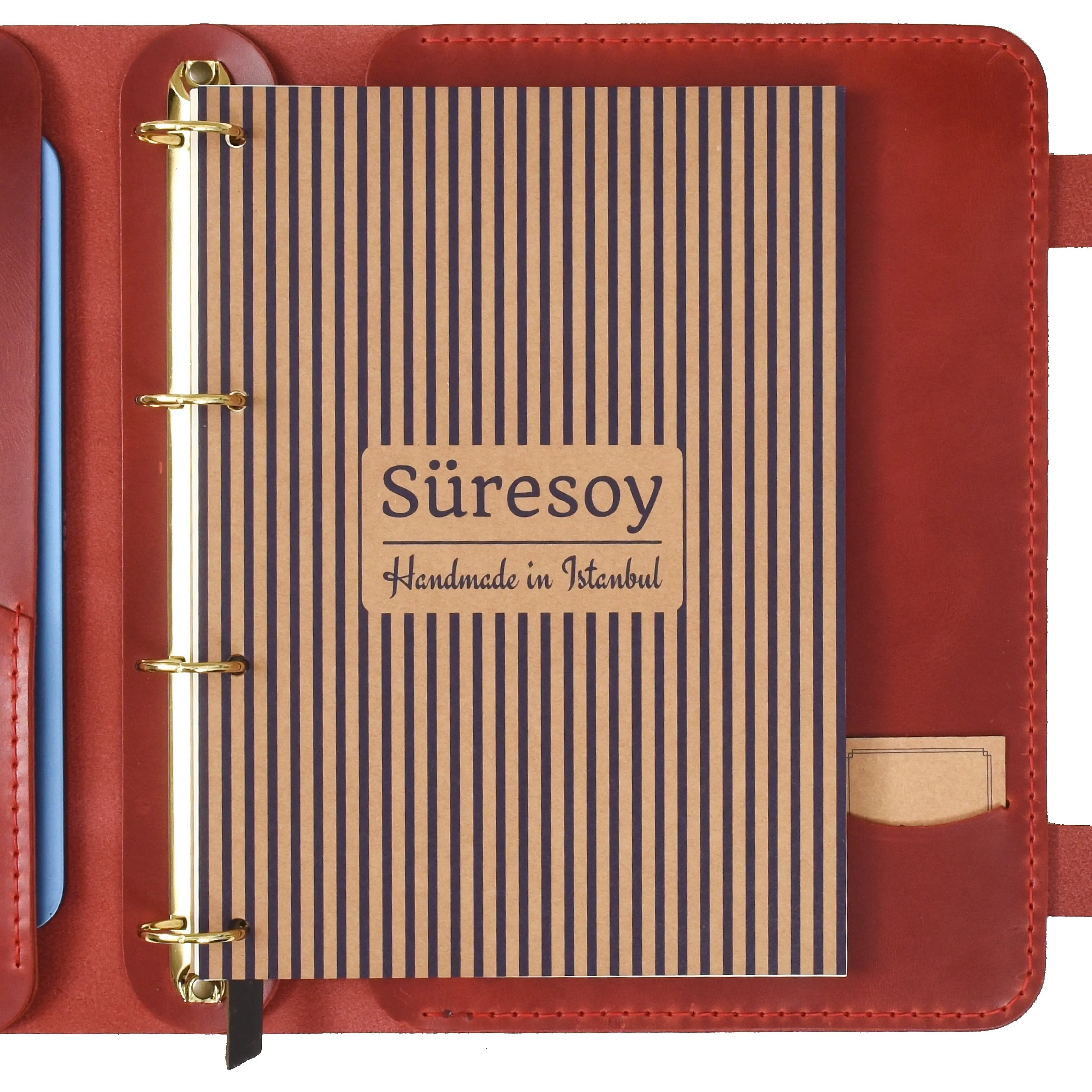 "Güneri A4 Pro-Antik Kırmızı" Lüks Hakiki Deri Organizer / Çizgisiz Bloknot, Ayraç, Anahtarlık Hediye Kargo, İsim Kazıma, Hediye Paketi Ücretsiz !