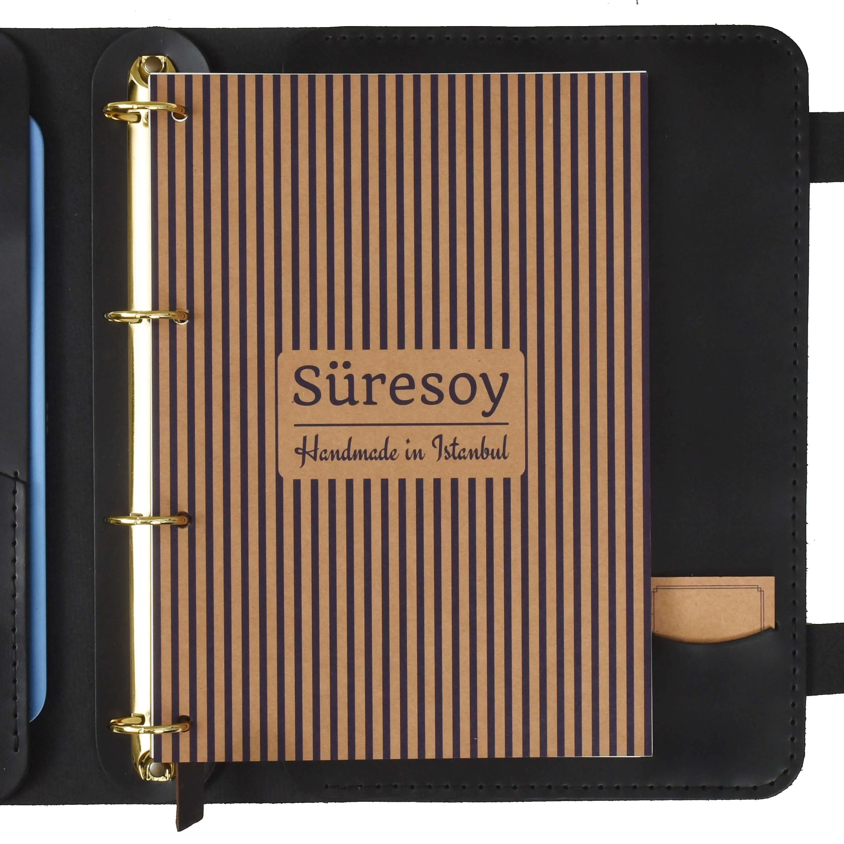 Güneri A4 Pro-Antik Siyah Lüks Hakiki Deri Organizer / Çizgisiz Bloknot, İsim Yazma, Şık Hediye Paketi, Ayraç, Anahtarlık ve Kargo Ücretsiz !