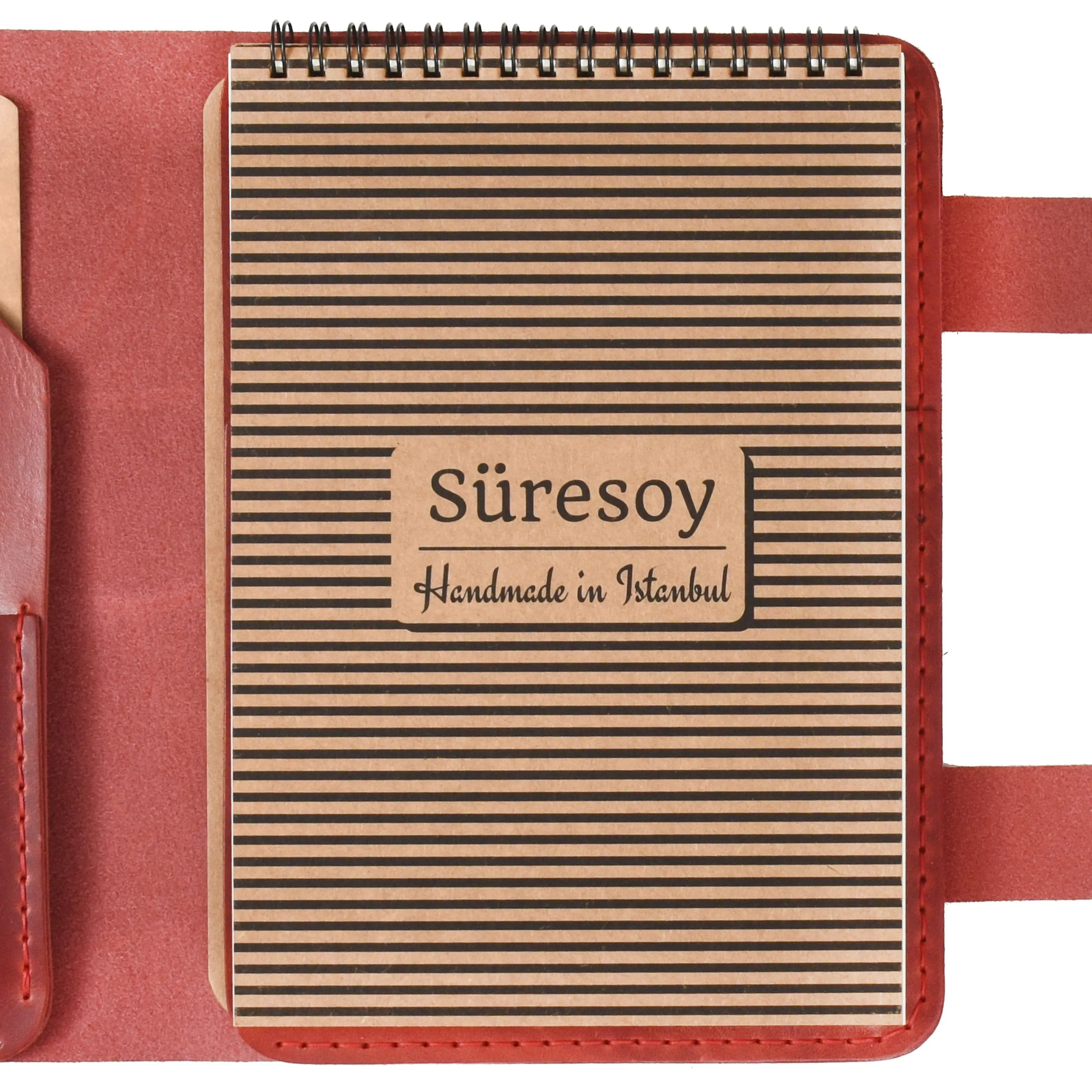 "Tunga A5 Spiralli-Antik Kırmızı" Lüks Hakiki Deri Organizer / Çizgisiz Spiralli Bloknot, Anahtarlık Hediye Kargo, İsim Kazıma, Hediye Paketi Ücretsiz !