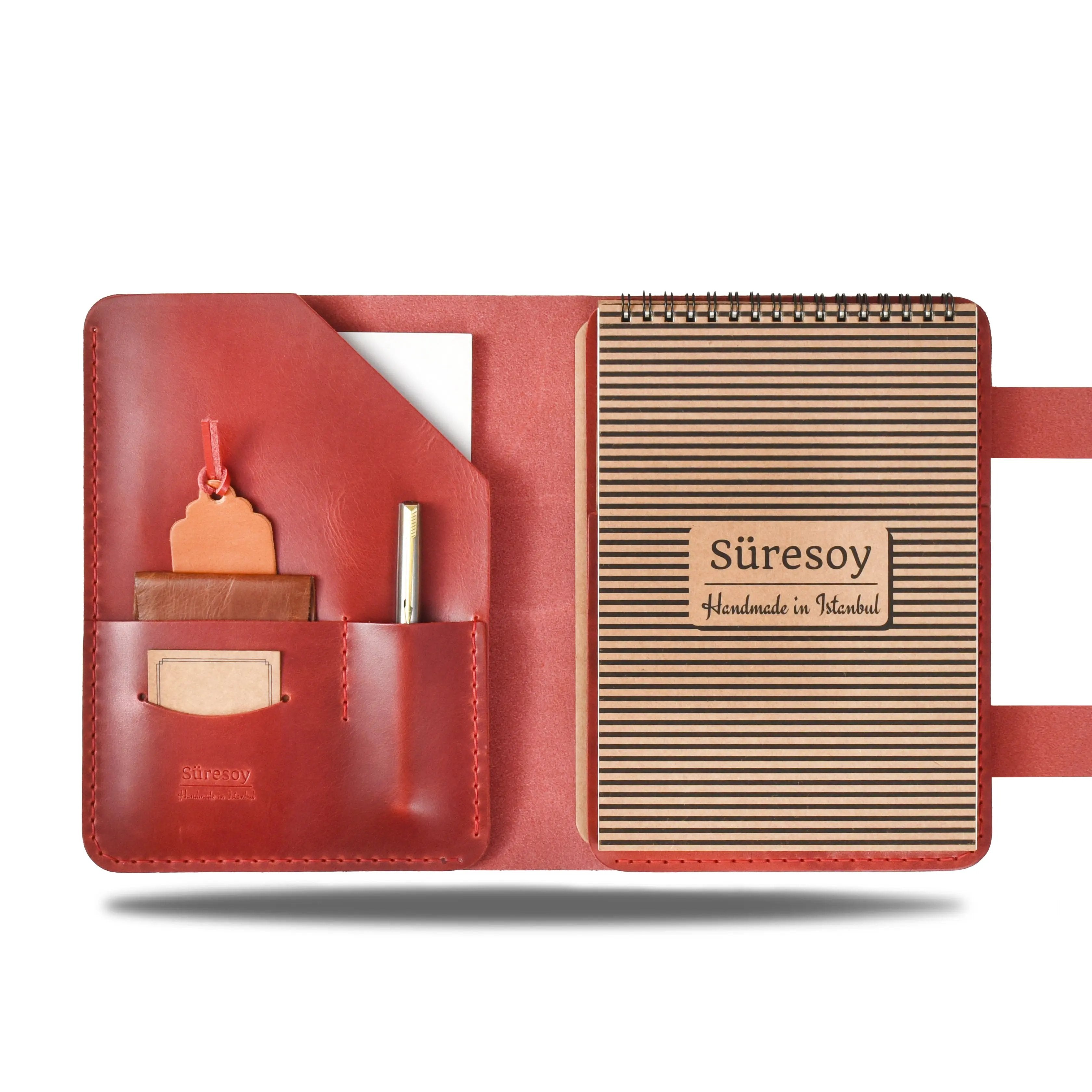 "Tunga A5 Spiralli-Antik Kırmızı" Lüks Hakiki Deri Organizer / Çizgisiz Spiralli Bloknot, Anahtarlık Hediye Kargo, İsim Kazıma, Hediye Paketi Ücretsiz !