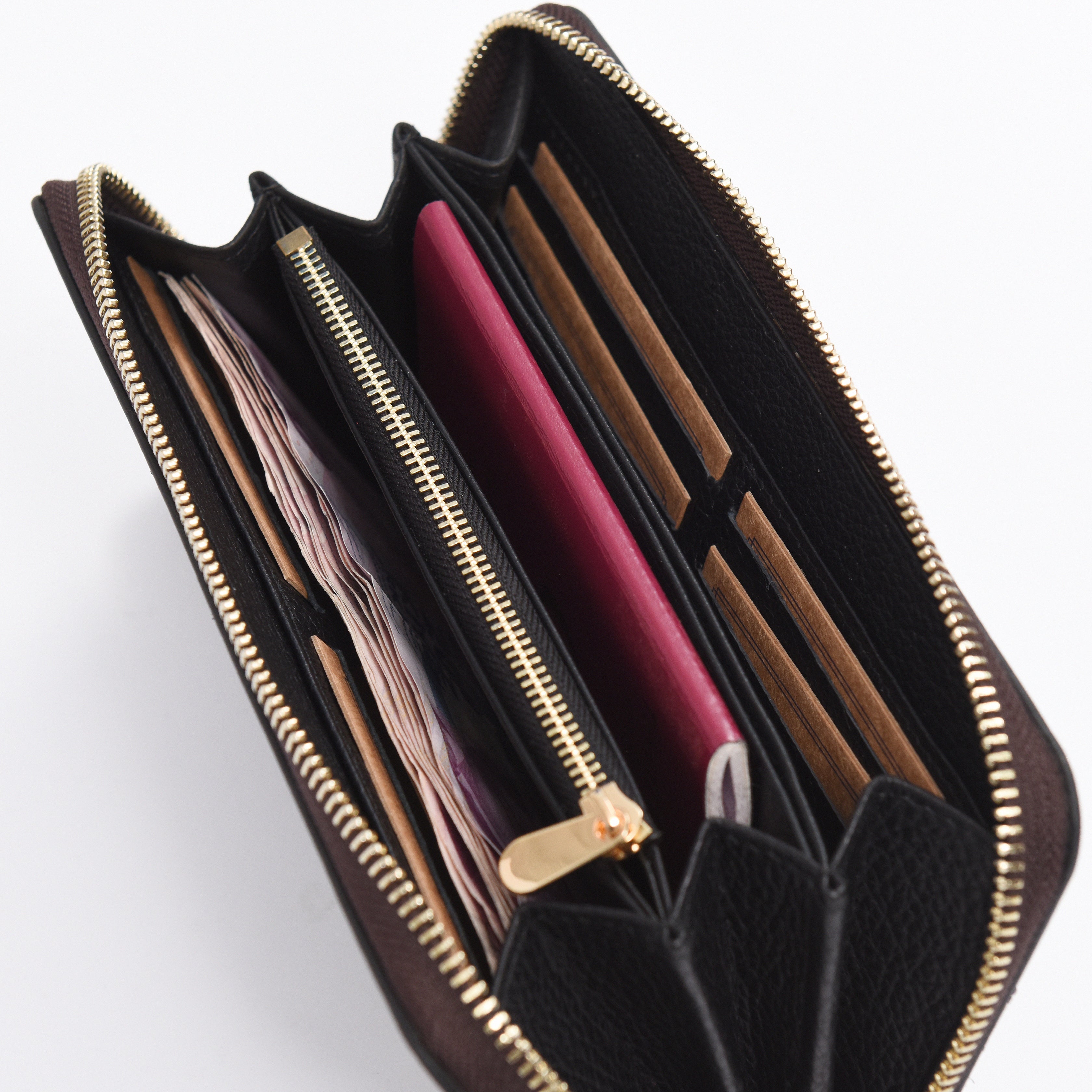 "Tüzün-Chocolate" Lüks Hakiki Deri Fermuarlı Uzun Cüzdan / Anahtarlık Hediye