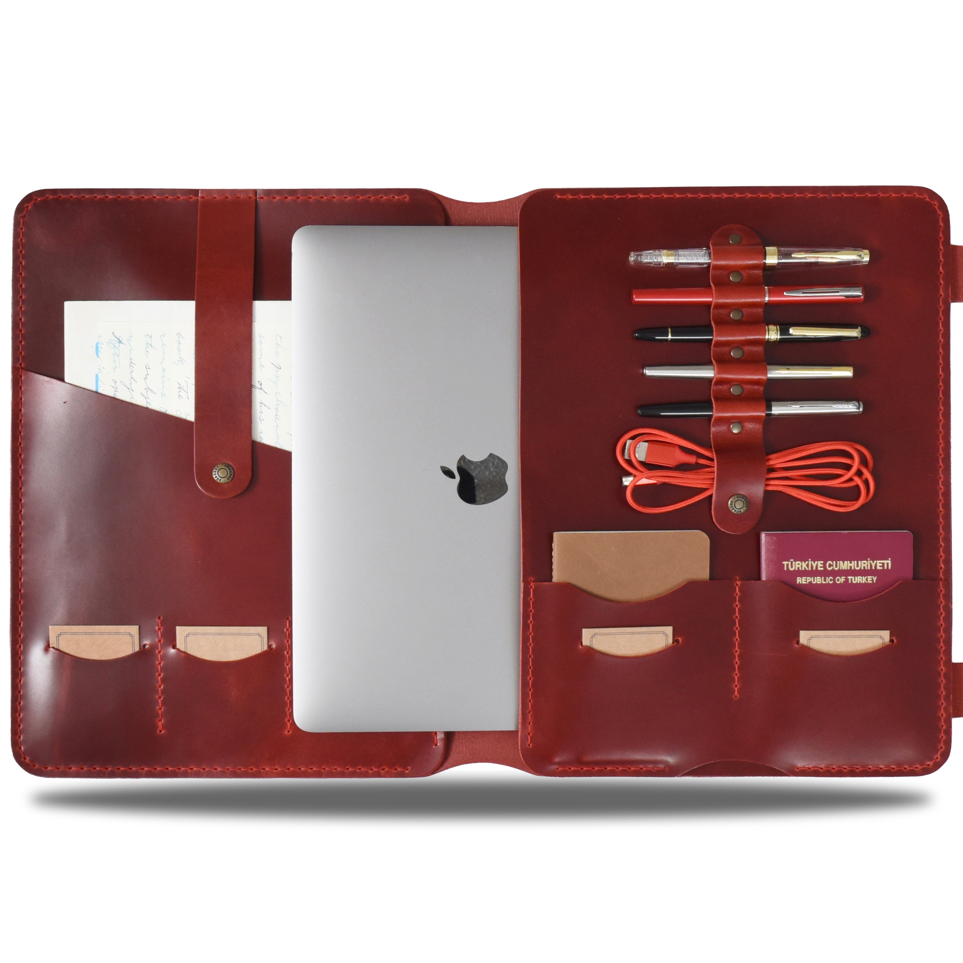 "Artunç XL" Lüks Hakiki Deri Organizer & Macbook - İPad Kılıfı / Anahtarlık Hediye