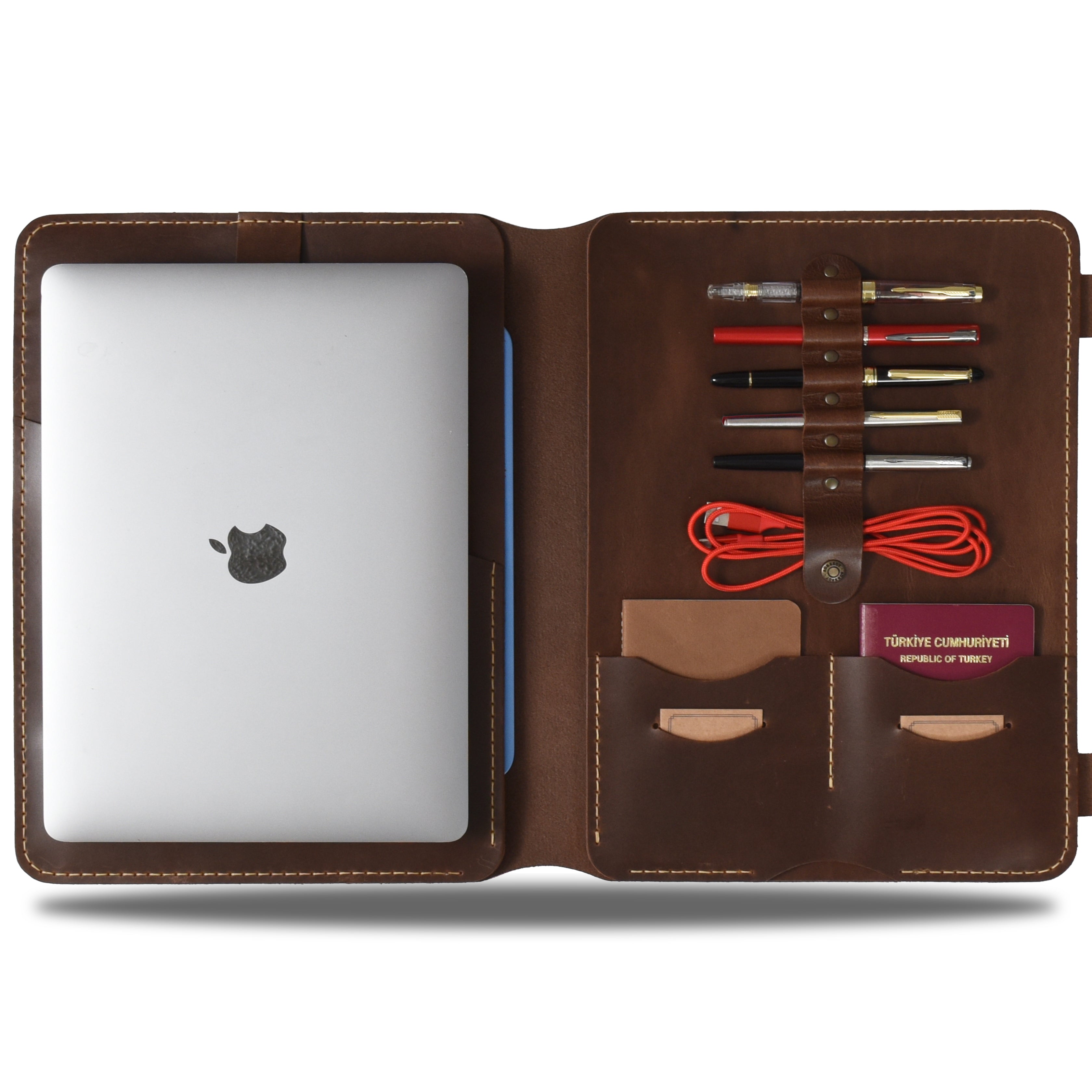 "Artunç XL" Lüks Hakiki Deri Organizer & Macbook - İPad Kılıfı / Anahtarlık Hediye