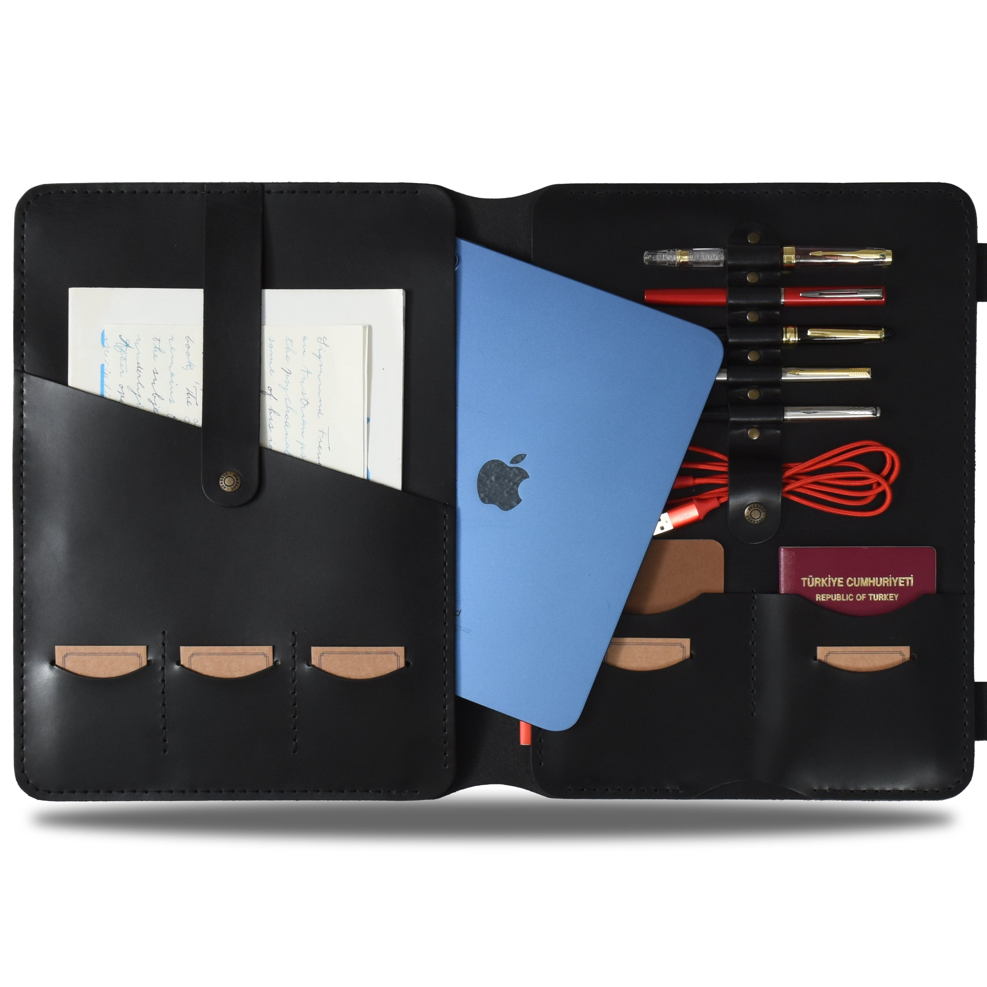 "Artunç XL" Lüks Hakiki Deri Organizer & Macbook - İPad Kılıfı / Anahtarlık Hediye