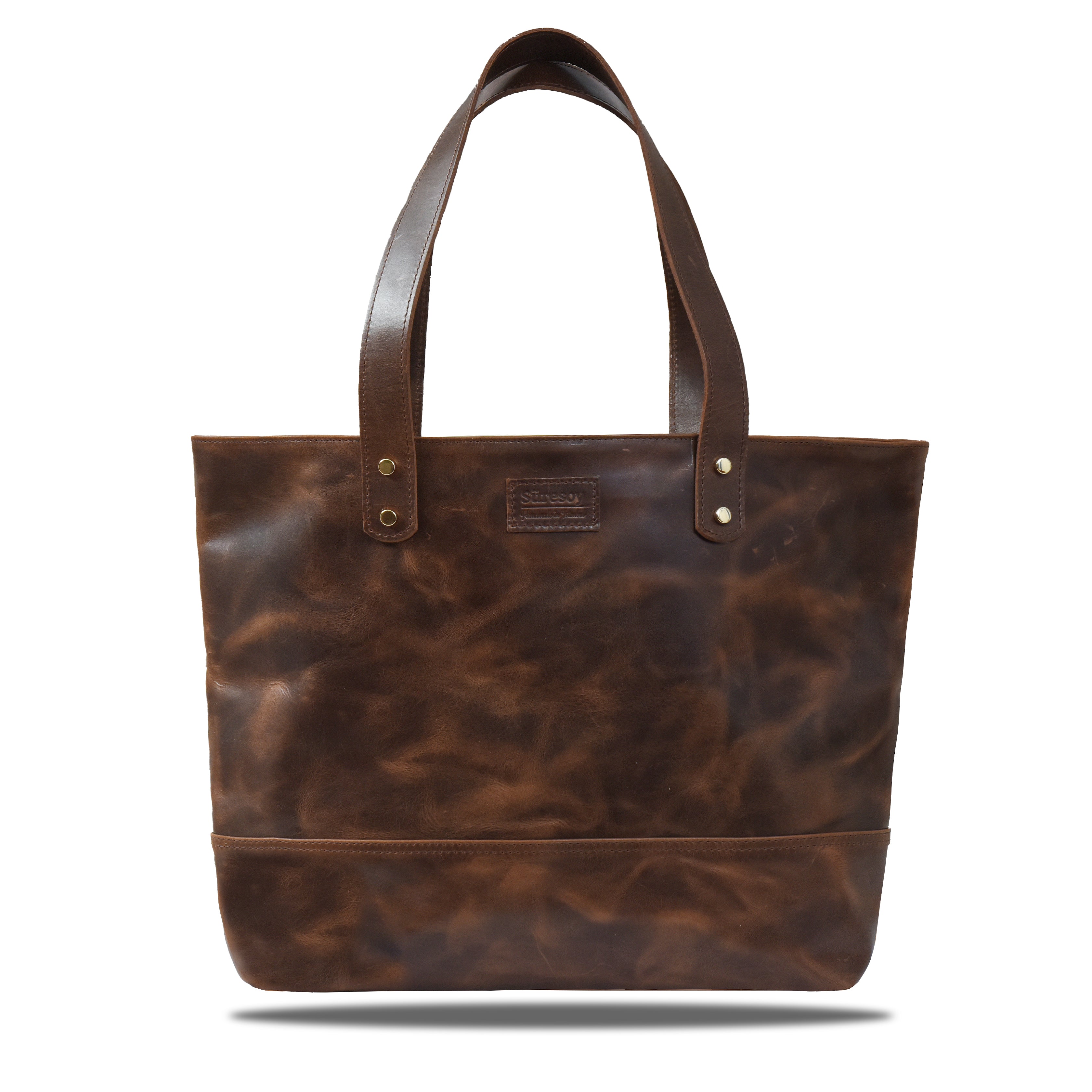 "Tomris" Lüks Hakiki Deri Fermuarlı Tote Bag Çanta / Anahtarlık Hediye