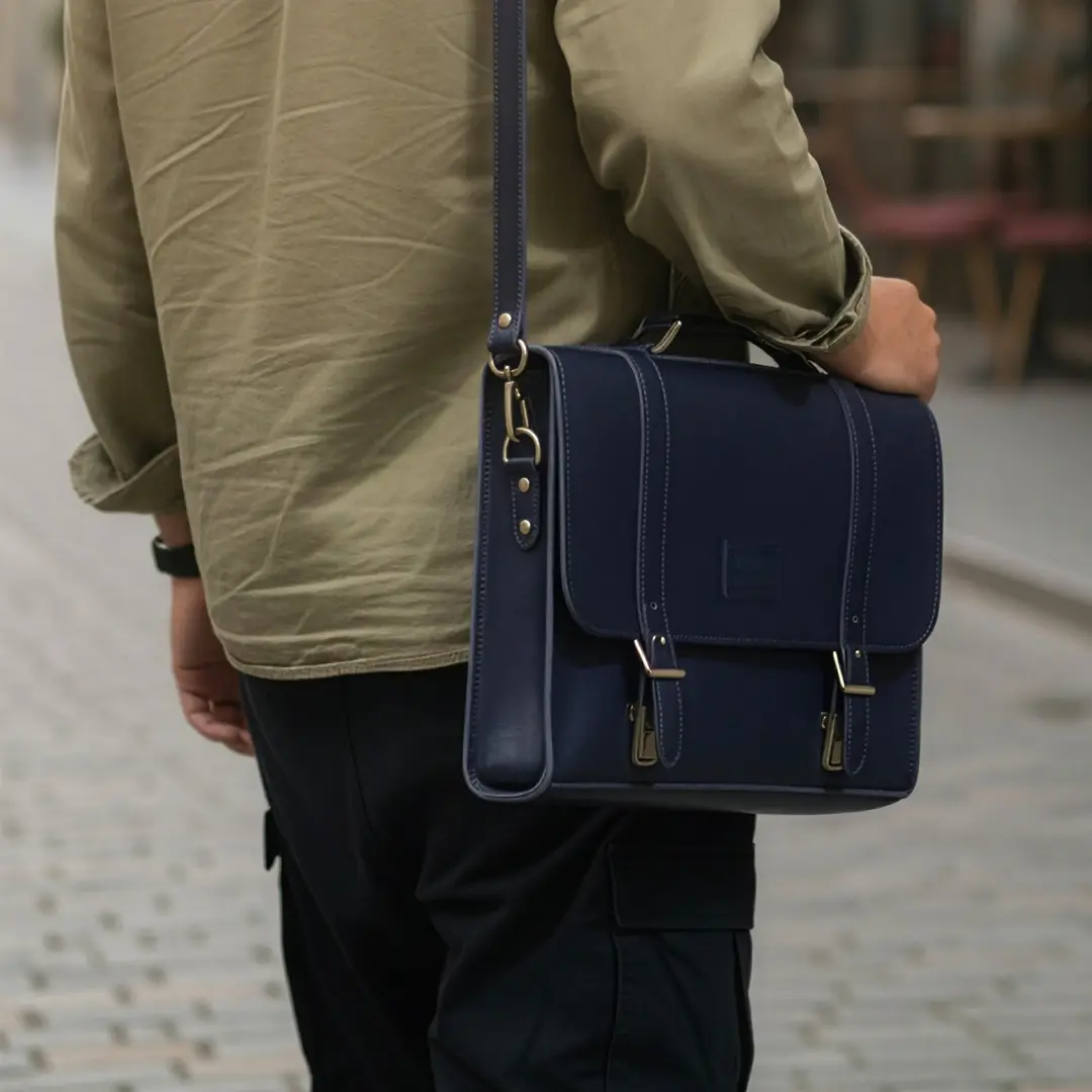 "Temur XL - Lacivert" Lüks Evrak Çantası / Anahtarlık Hediye Kargo, İsim Kazıma, Hediye Paketi Ücretsiz !