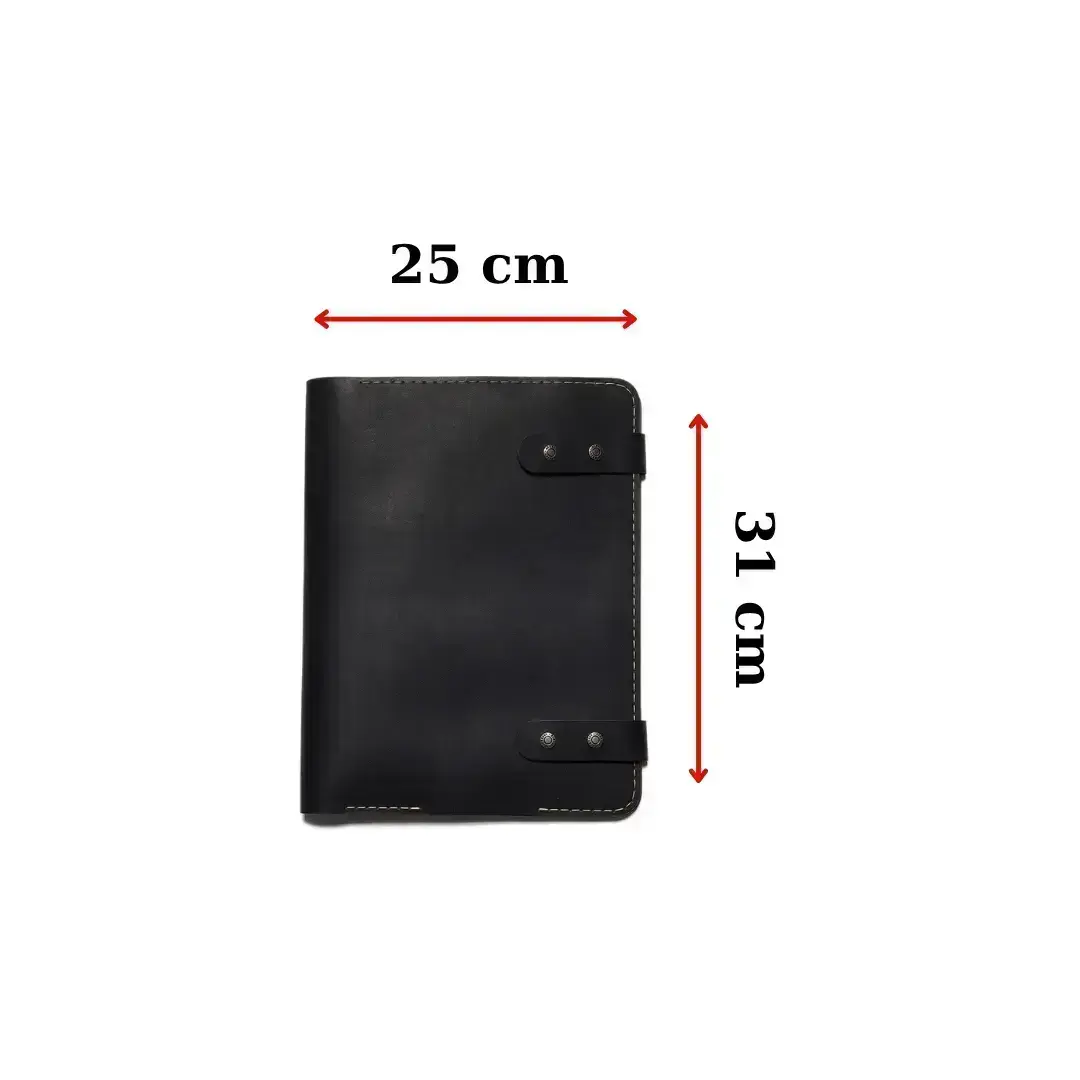 Güneri A4 Pro-Antik Siyah Lüks Hakiki Deri Organizer ölçüleri: 25 cm genişlik, 31 cm yükseklik.
