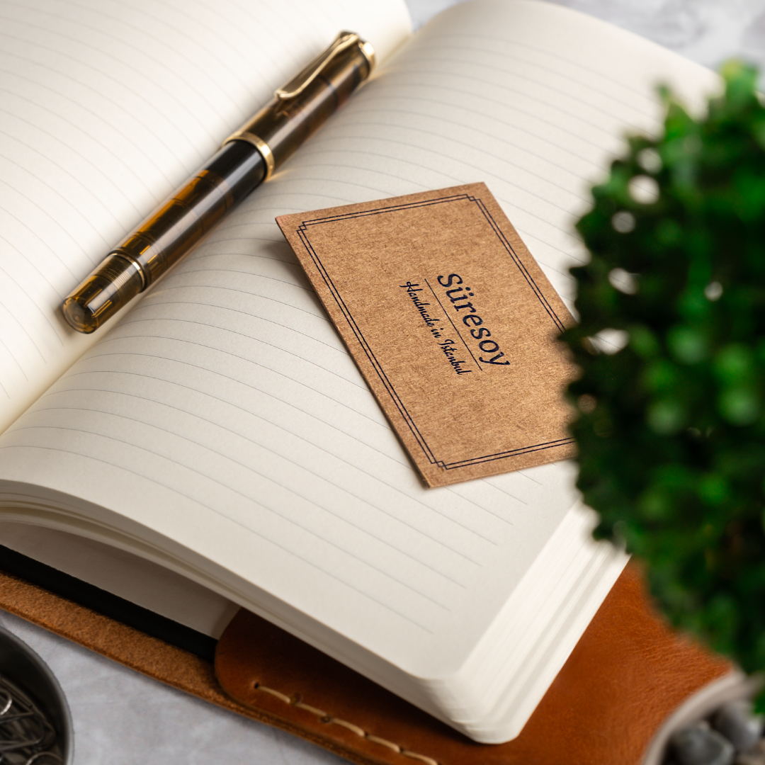 "Talu" Lüks Hakiki Deri A5 Defter Kılıfı / Çizgili Defter, Ayraç ve Anahtarlık Hediye