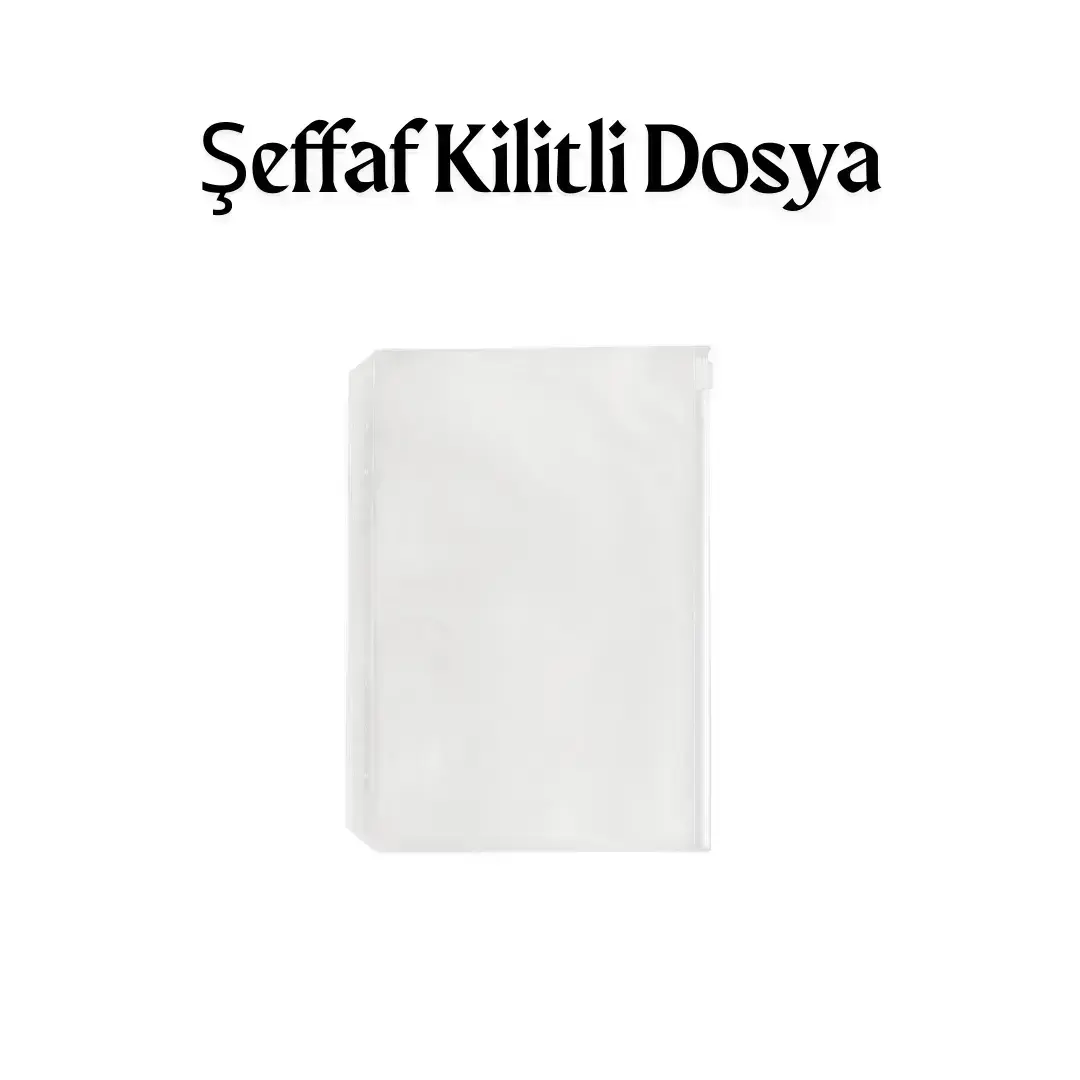 Şeffaf Kilitli Dosya - modern ve kullanışlı belge düzenleyici, şeffaf yapısıyla içeriklerinizi korur.