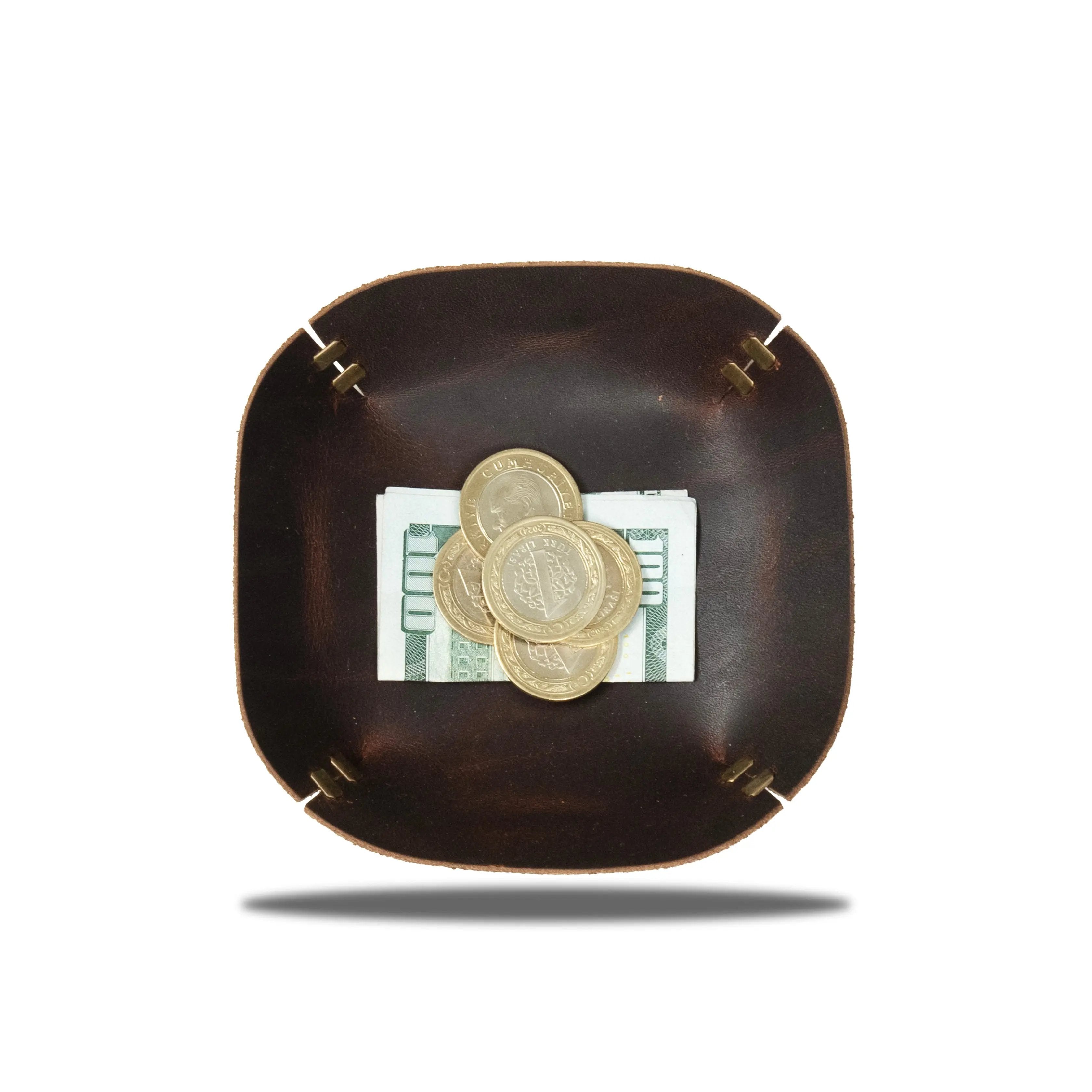 "Yuvarlak Deri Kase - Chocalate🍫" Lüks Hakiki Deri Kase / Anahtarlık Hediye Kargo, İsim Kazıma, Hediye Paketi Ücretsiz !