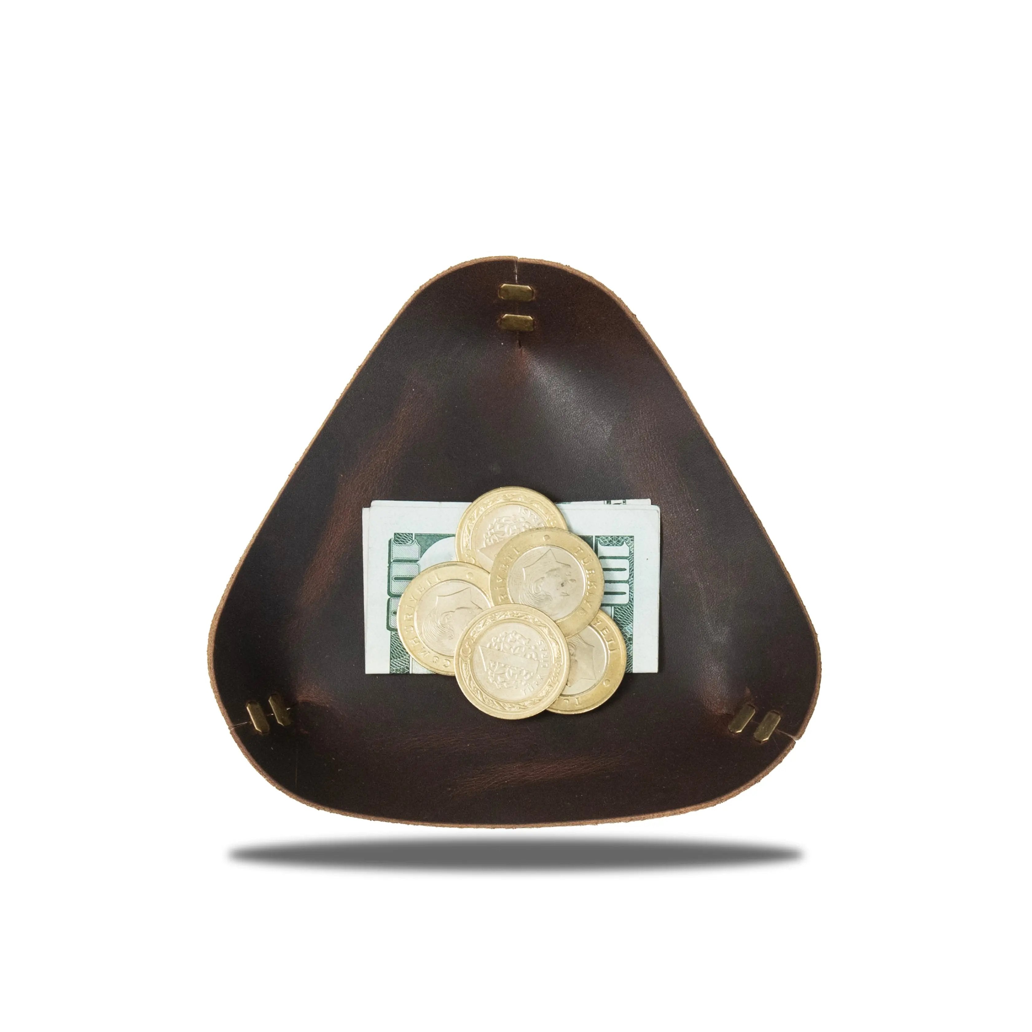 "Üçgen Deri Kase - Chocalate🍫" Lüks Hakiki Deri Kase / Anahtarlık Hediye Kargo, İsim Kazıma, Hediye Paketi Ücretsiz !