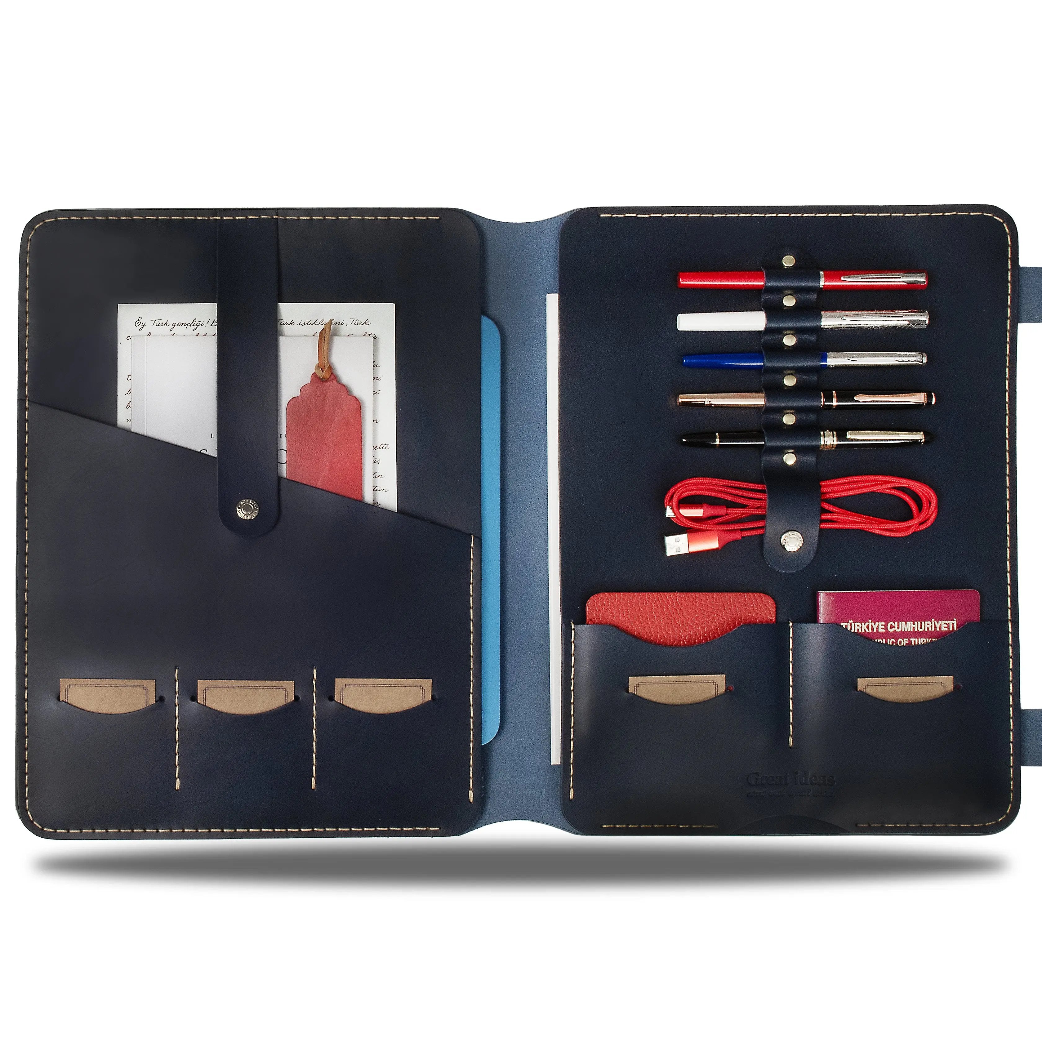 "Artunç XL-Lacivert" Lüks Hakiki Deri Organizer & Macbook - İPad Kılıfı / Anahtarlık Hediye Kargo, İsim Kazıma, Hediye Paketi Ücretsiz !