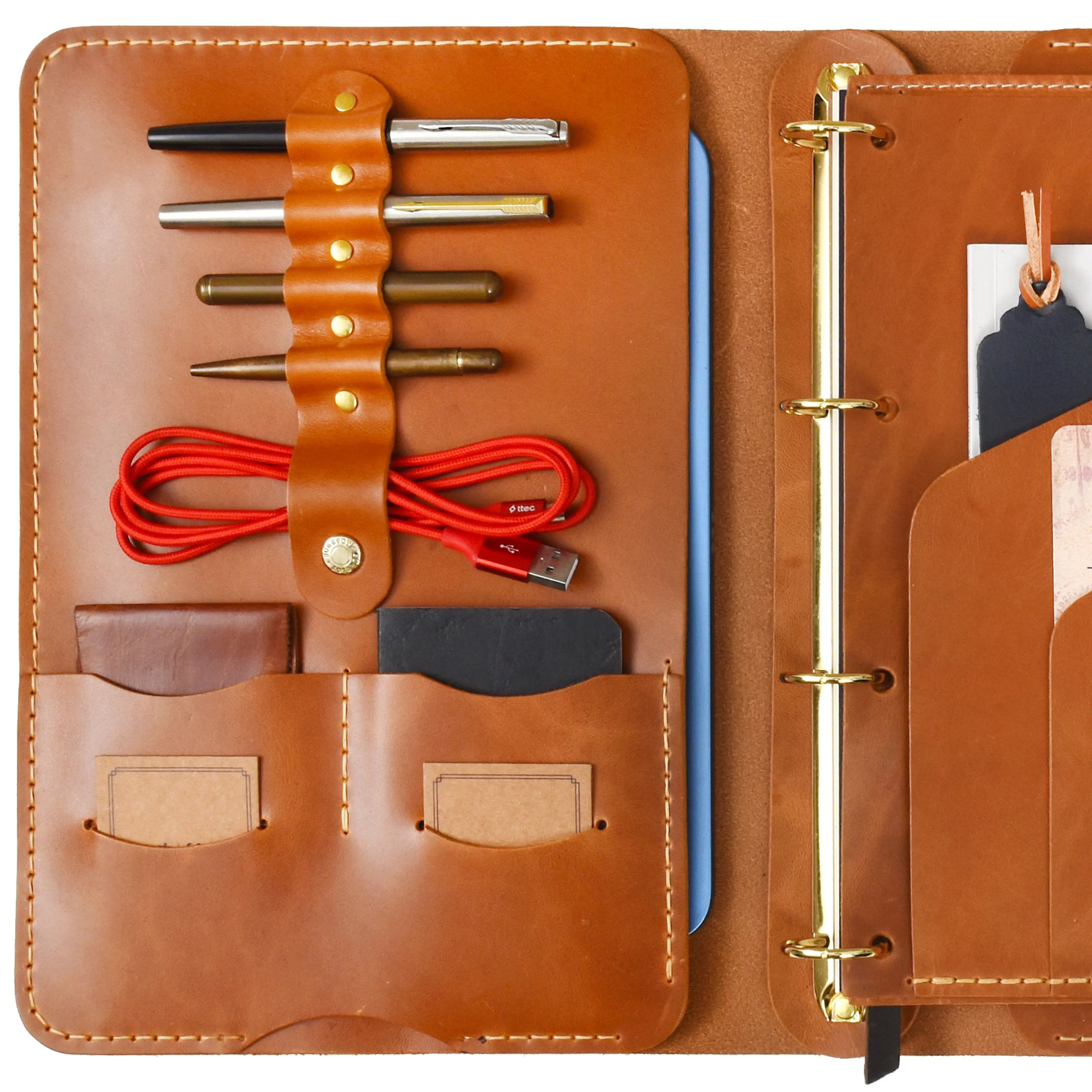 "Parla A4 Pro-Antik Camel" Lüks Hakiki Deri Organizer / Çizgisiz Bloknot, Ayraç, Anahtarlık Hediye Kargo, İsim Kazıma, Hediye Paketi Ücretsiz !