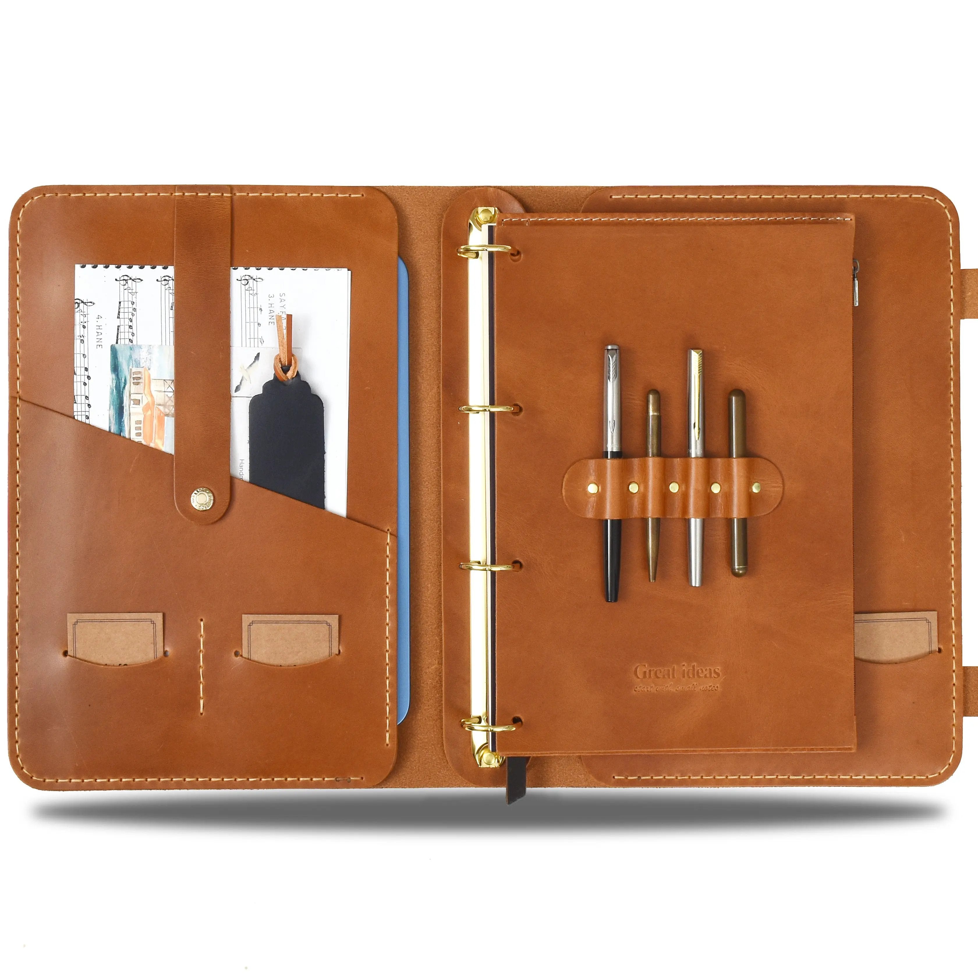 "Güneri A4 Pro-Antik Camel" Lüks Hakiki Deri Organizer / Çizgisiz Bloknot, Ayraç, Anahtarlık Hediye Kargo, İsim Kazıma, Hediye Paketi Ücretsiz !