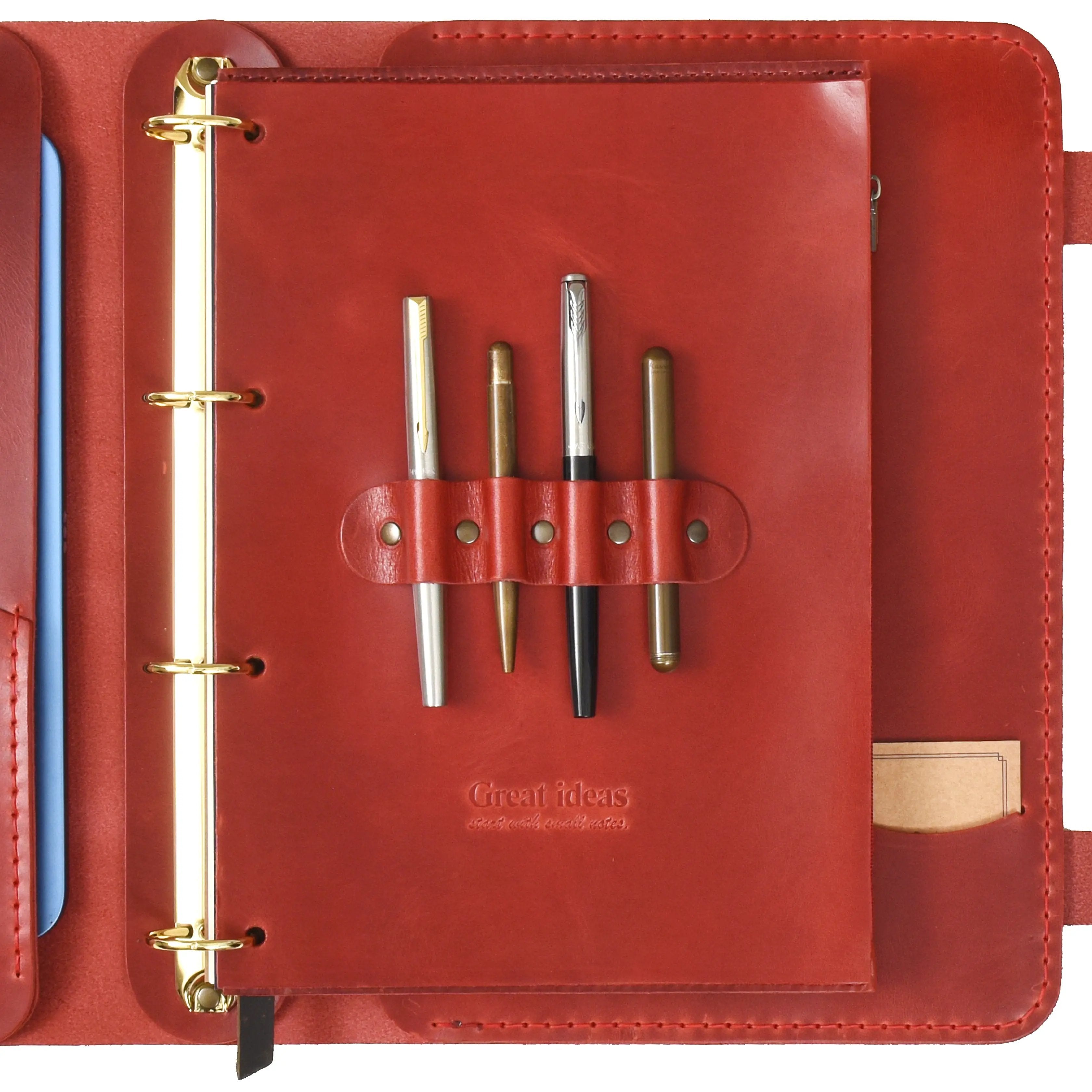 "Güneri A4 Pro-Antik Kırmızı" Lüks Hakiki Deri Organizer / Çizgisiz Bloknot, Ayraç, Anahtarlık Hediye Kargo, İsim Kazıma, Hediye Paketi Ücretsiz !