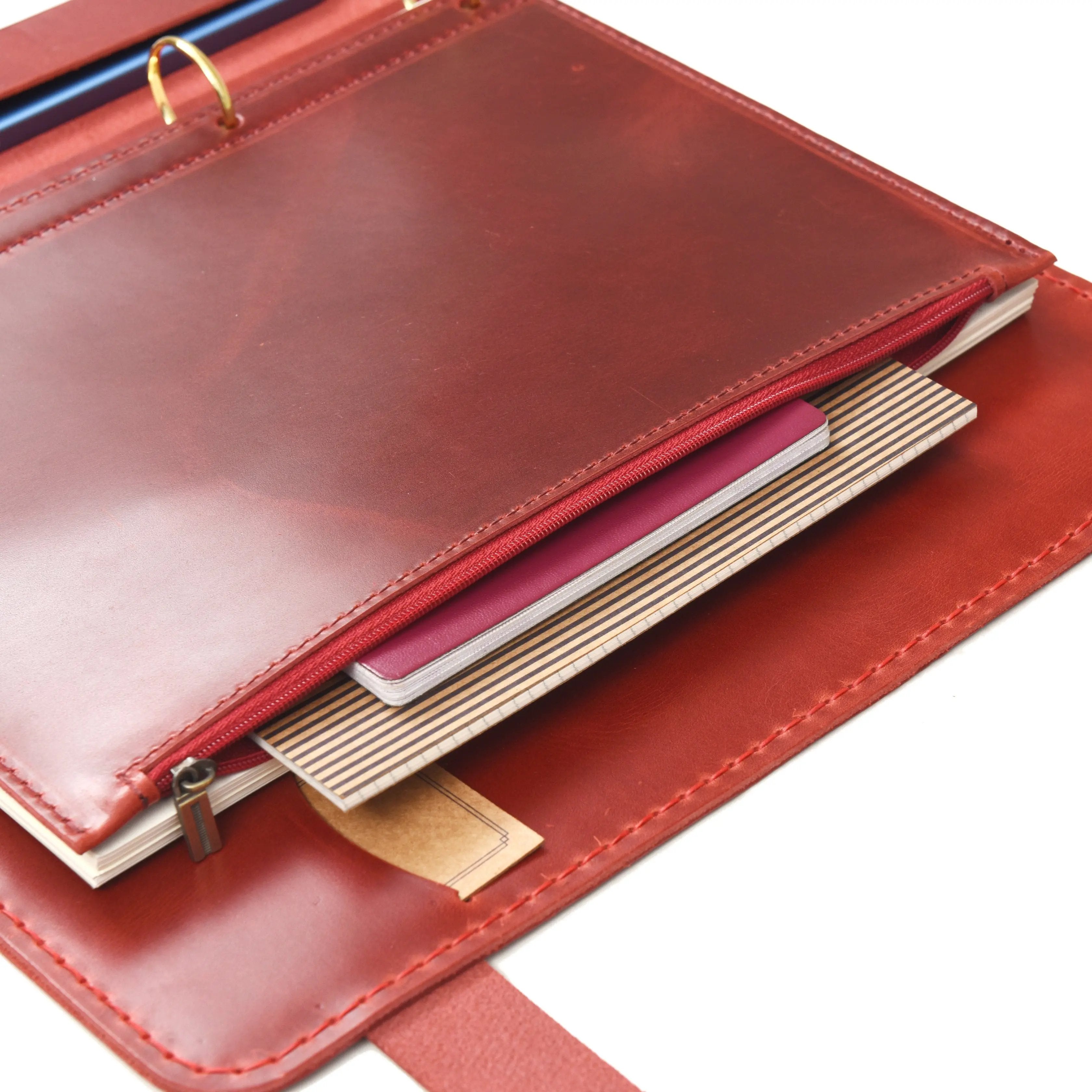 "Güneri A4 Pro-Antik Kırmızı" Lüks Hakiki Deri Organizer / Çizgisiz Bloknot, Ayraç, Anahtarlık Hediye Kargo, İsim Kazıma, Hediye Paketi Ücretsiz !