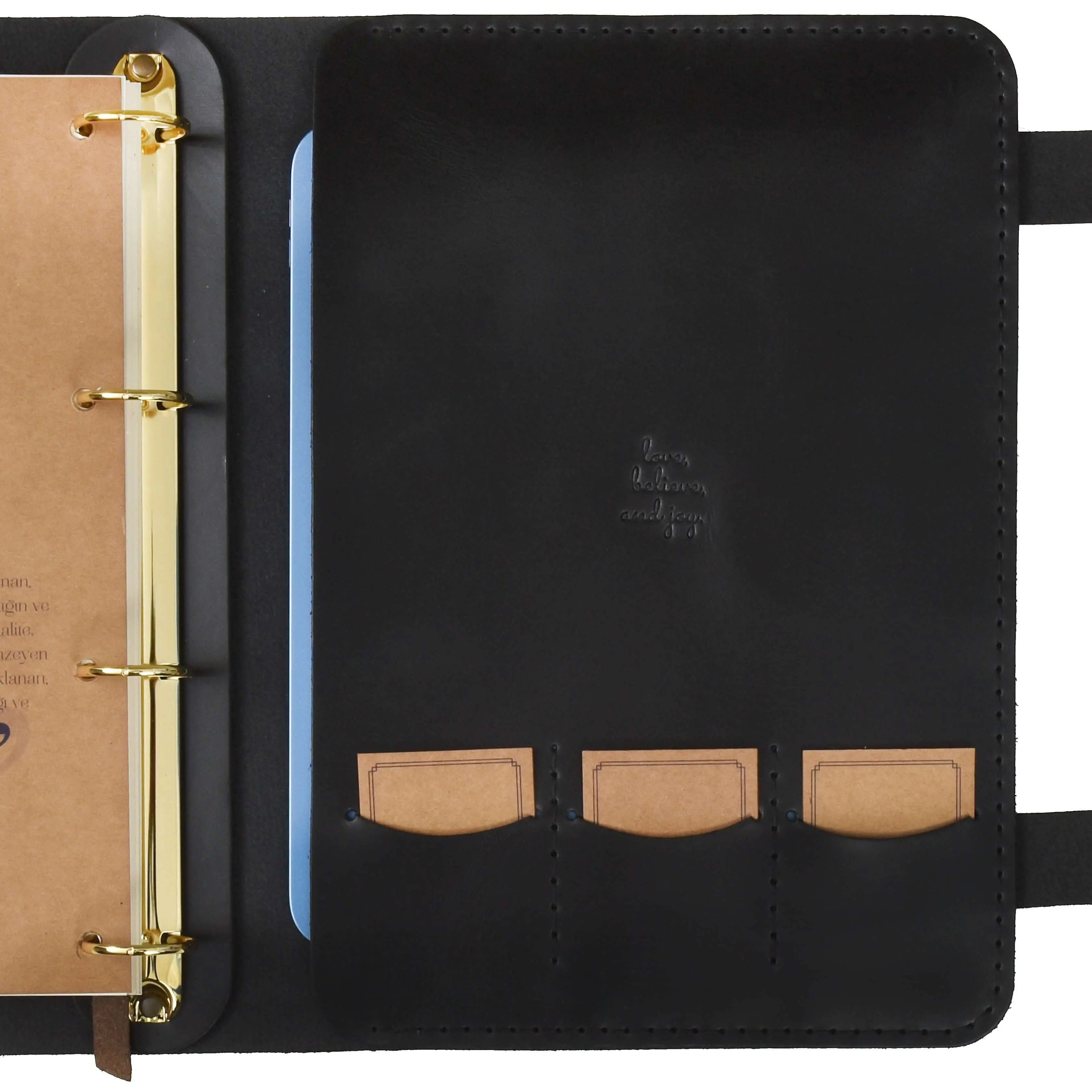 Güneri A4 Pro-Antik Siyah Lüks Hakiki Deri Organizer / Çizgisiz Bloknot, İsim Yazma, Şık Hediye Paketi, Ayraç, Anahtarlık ve Kargo Ücretsiz !