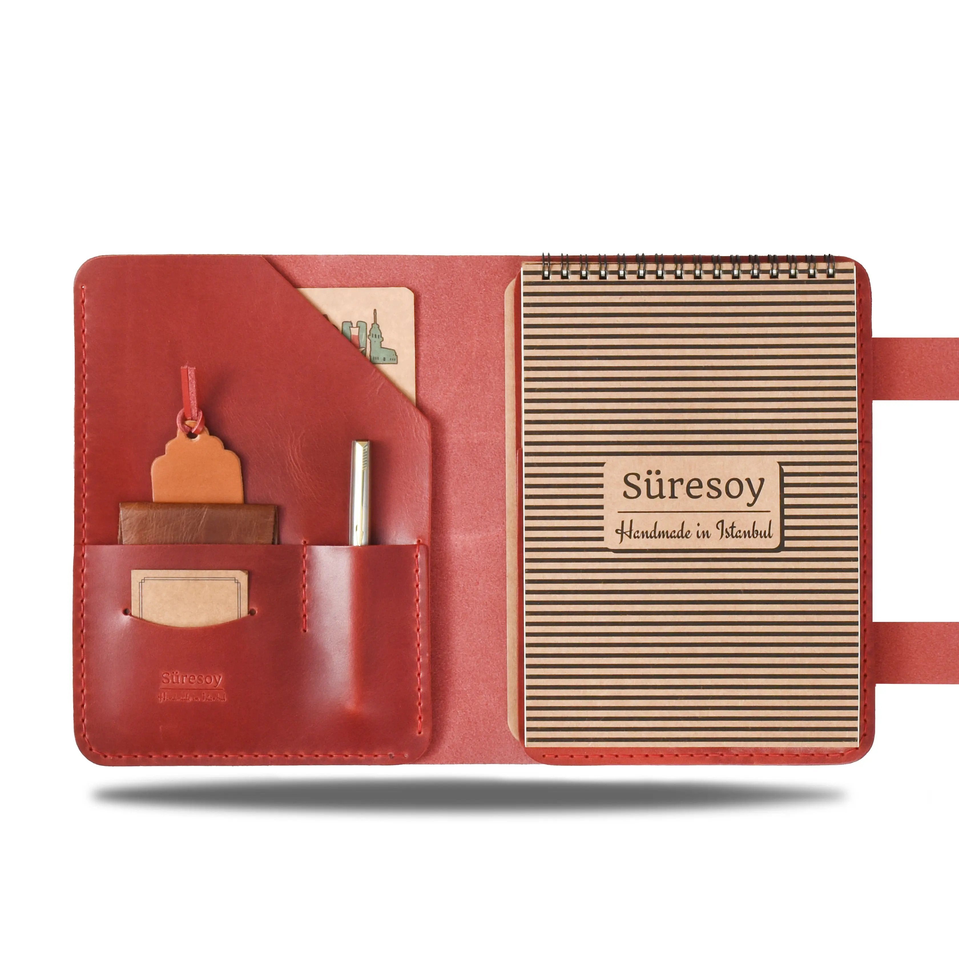 "Tunga A5 Spiralli-Antik Kırmızı" Lüks Hakiki Deri Organizer / Çizgisiz Spiralli Bloknot, Anahtarlık Hediye Kargo, İsim Kazıma, Hediye Paketi Ücretsiz !