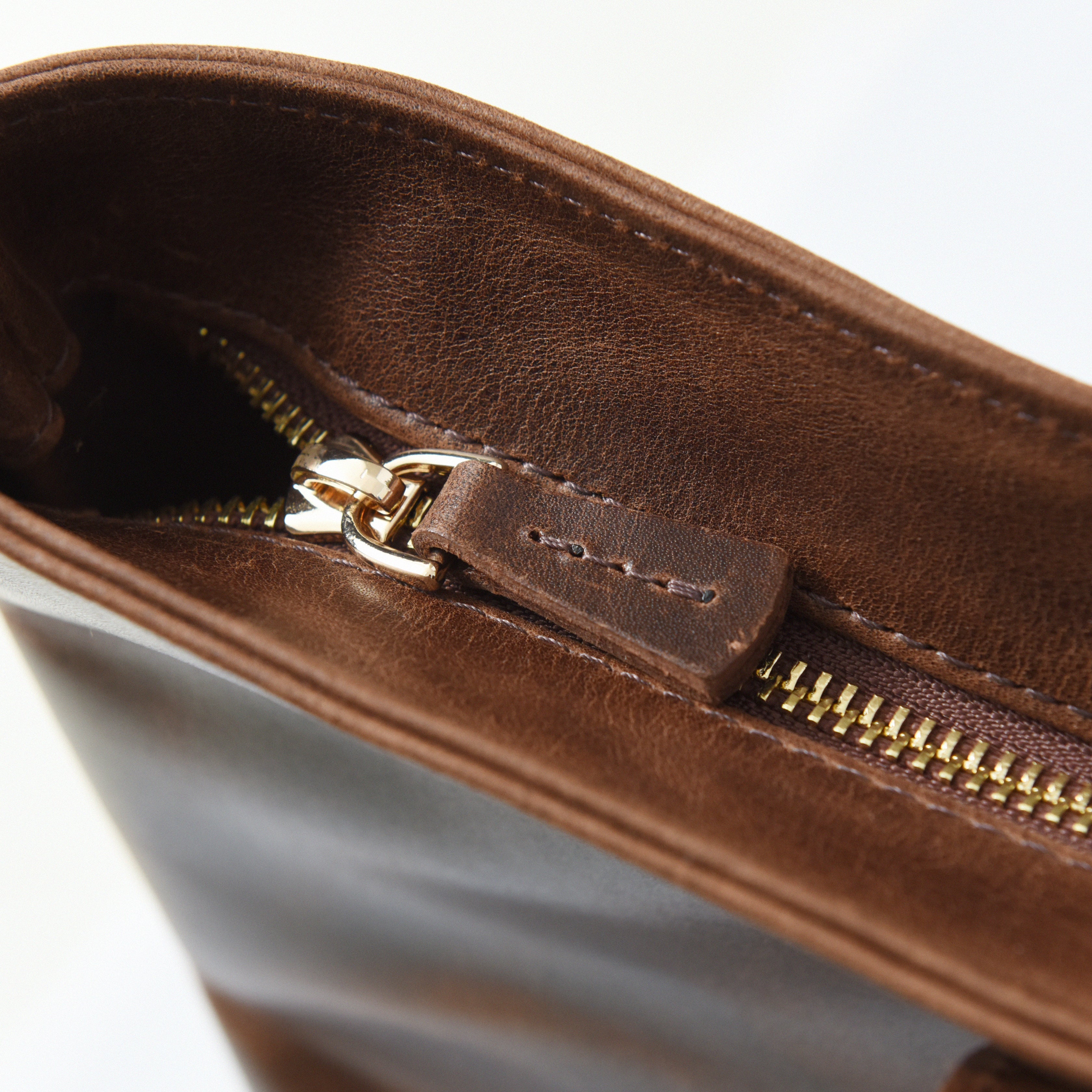 "Tomris" Lüks Hakiki Deri Fermuarlı Tote Bag Çanta / Anahtarlık Hediye